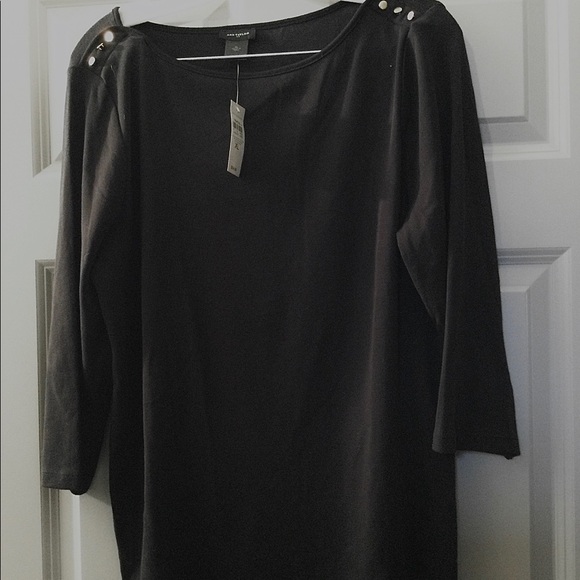 AnnTaylor Black lightweight rib knit, 100% cotton stretch. XL, L26”, 3/4 sleeves - Picture 1 of 4